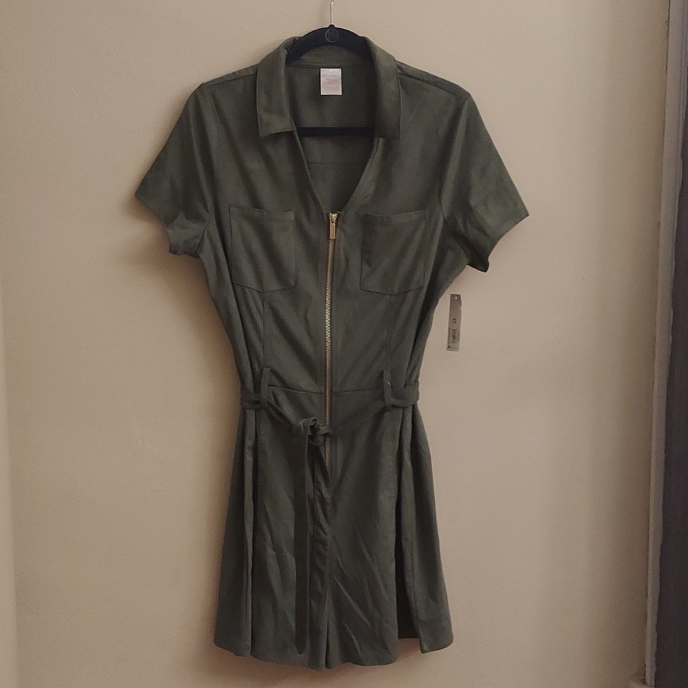 NEW NO BOUNDARIES Junior Khaki Green Utility Romper XXL - Picture 5 of 13